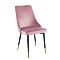 Krzesło OLIVIER Velvet różowe - czarno / złota podstawa