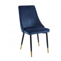 Krzesło OLIVIER Velvet ciemnoniebieskie - czarno / złota podstawa