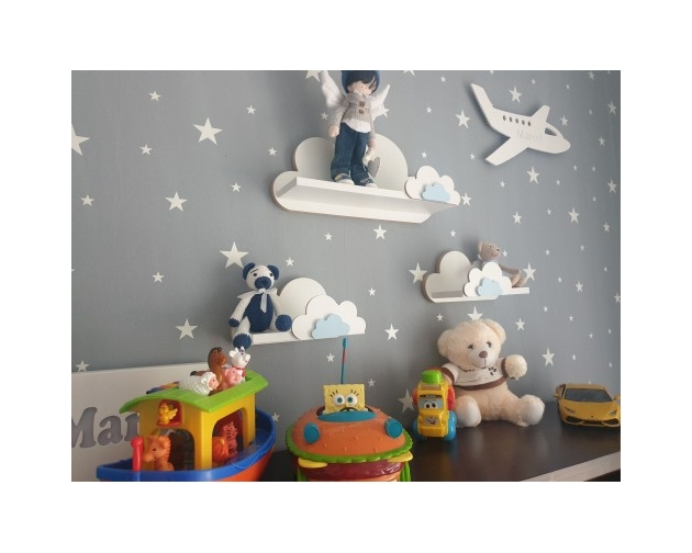 Półki do pokoju dziecięcego CHMURKI zestaw kolor biały - niebieski