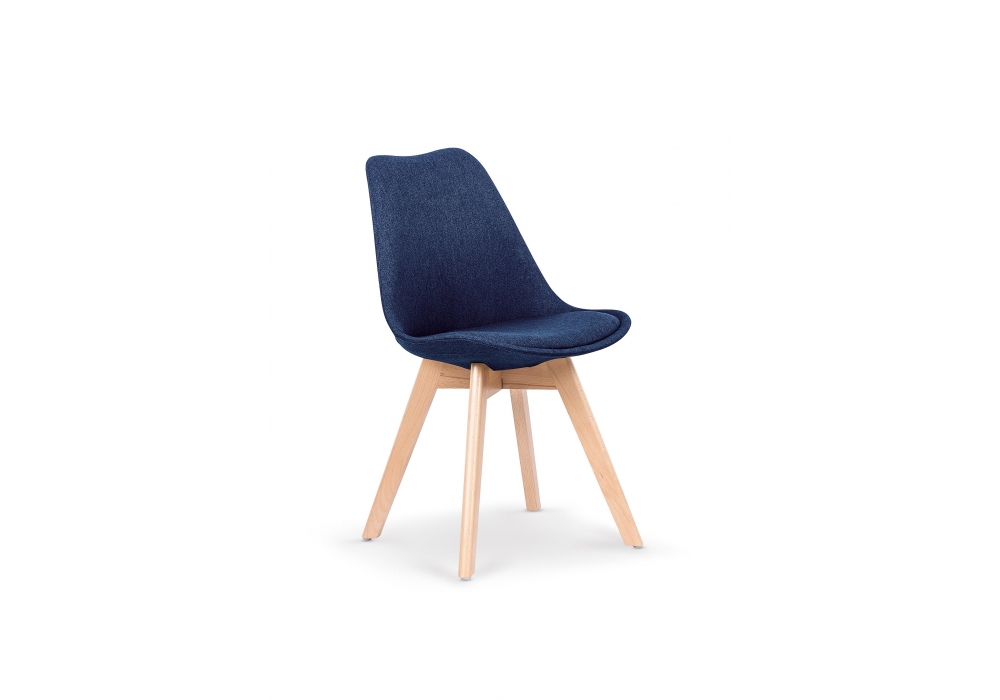 K303 krzesło ciemnoniebieskie tapicerowane, nogi buk