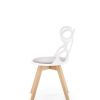 K308 krzesło białe z poduszką - szary materiał