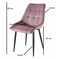Krzesło różowe J262 welur, złote nogi