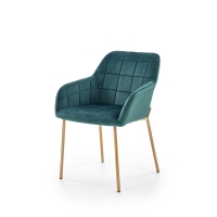 K306 krzesło  ciemny zielony welur, złote nogi