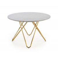Stół okrągły BONELLO, blat - popielaty marmur, nogi - złote