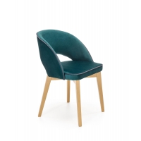 MARINO krzesło welurowe zielone, nogi dąb miodowy / tap. MONOLITH 37