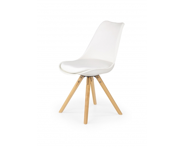 Krzesło K201 białe z poduszką z ekoskóry