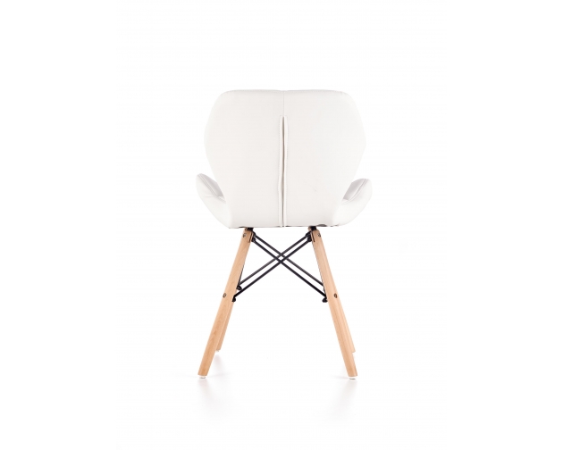 K281 krzesło biała ekoskóra pikowana, nogi - buk