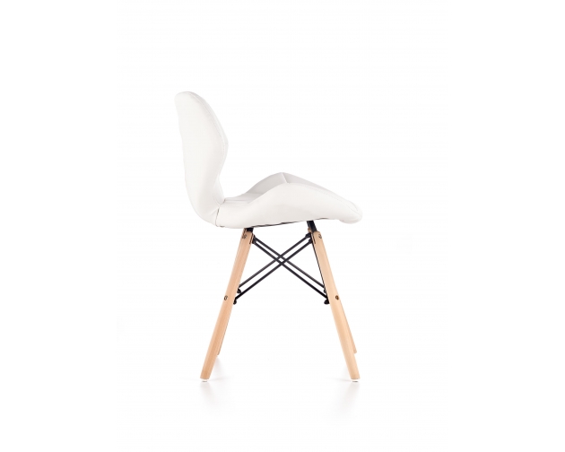 K281 krzesło biała ekoskóra pikowana, nogi - buk
