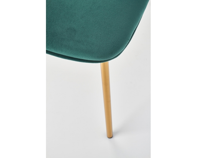 K411 krzesło welur - ciemny zielony, nogi - złote