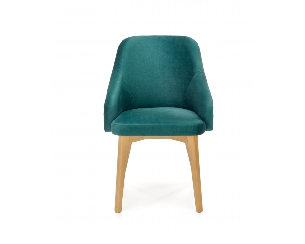 TOLEDO 2 krzesło zielony welur, nogi dąb miodowy / tap. MONOLITH 37