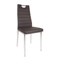 Krzesło DC2-001-B eko-skóra chrom brązowe