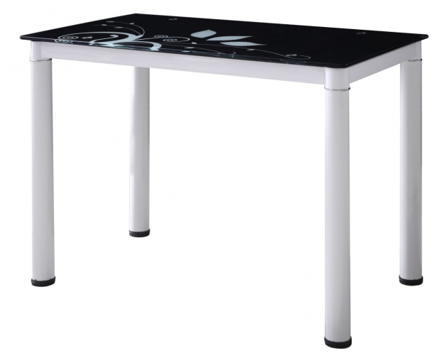 Stół szklany biały / czarny 100 cm DT1