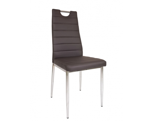 Krzesło DC2-001-B eko-skóra chrom brązowe