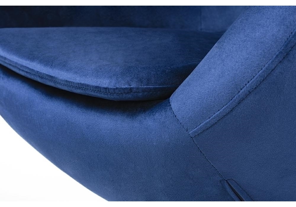 Fotel EGG SZEROKI VELVET BLACK ciemny niebieski.49 - welur, podstawa czarna