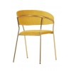 Krzesło MARGO żółte welur -stelaż złoty