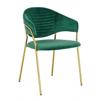 Krzesło NAOMI zielony - welur, podstawa złota