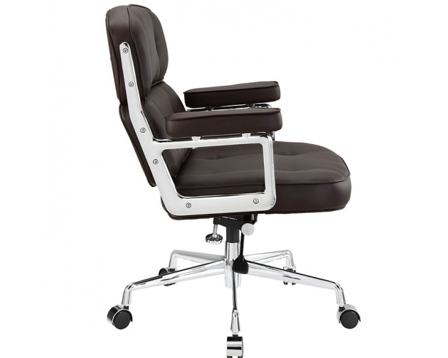 Fotel biurowy ICON PRESTIGE PLUS brązowy - włoska skóra naturalna, aluminium
