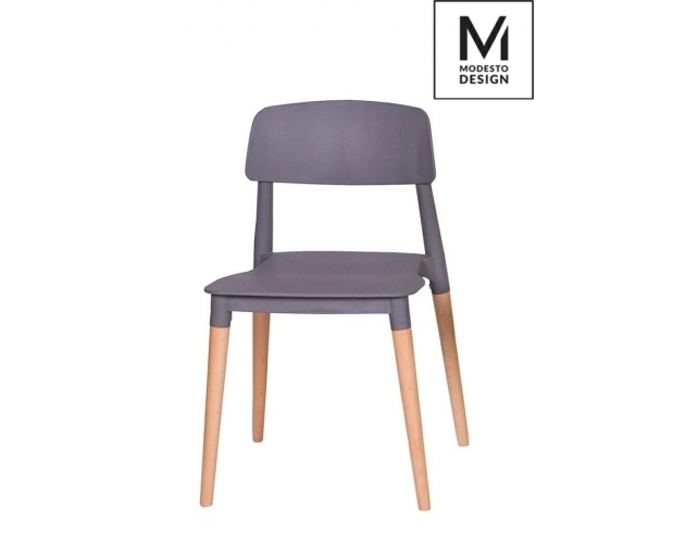 MODESTO krzesło ECCO szare - polipropylen, podstawa bukowa