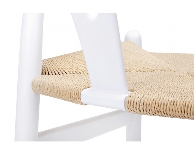 Krzesło WISHBONE białe - drewno bukowe, naturalne włókno