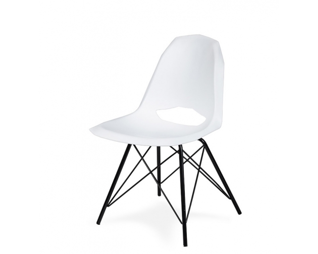Krzesło GULAR DSM białe - polipropylen, podstawa czarna metalowa