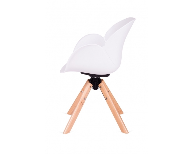 Fotel FLOWER 360 biały - PP/ podstawa drewniana, obrotowa