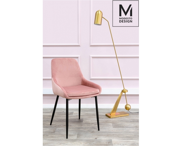 MODESTO krzesło CLOVER pudrowy róż - welur, metal