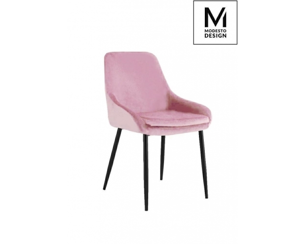 MODESTO krzesło CLOVER pudrowy róż - welur, metal