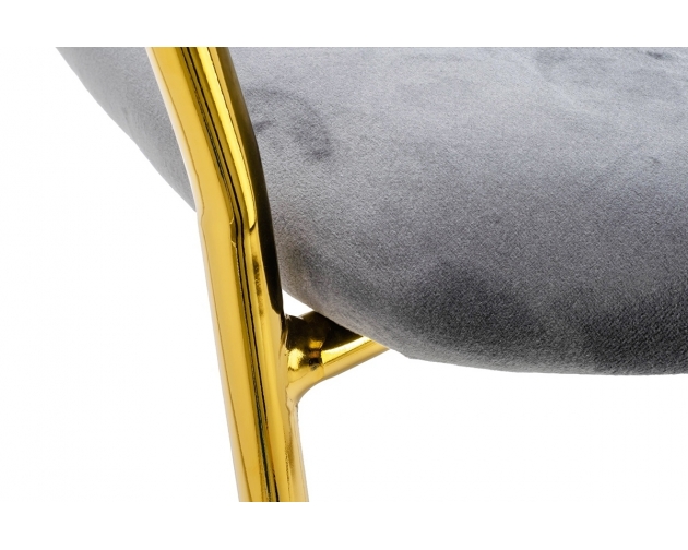 Krzesło MARGO jasny szary - welur, podstawa złota