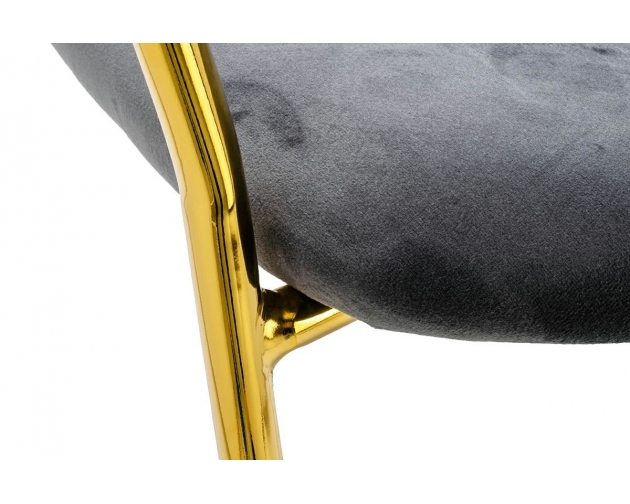 Krzesło MARGO ciemny szary - welur, podstawa złota