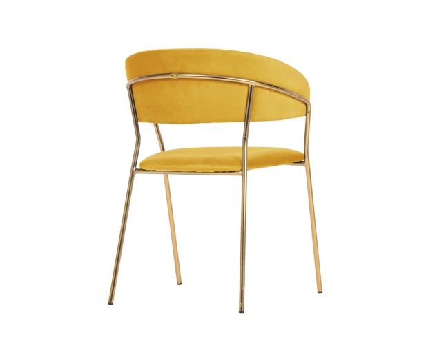 Krzesło MARGO żółte welur -stelaż złoty