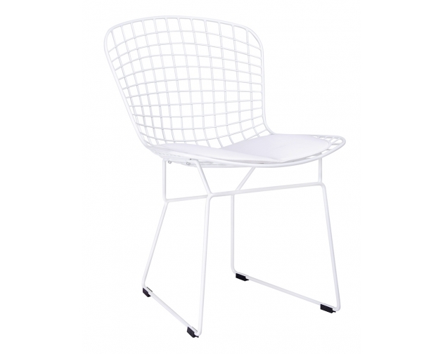 Krzesło NET SOFT białe - biała poduszka, metal