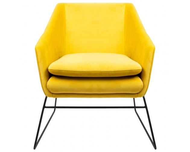 Fotel EMMA VELVET żółty welur - podstawa metal czarna