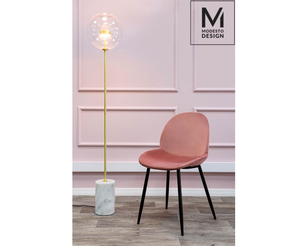 MODESTO krzesło SCOOP pudrowy róż - welur, metal