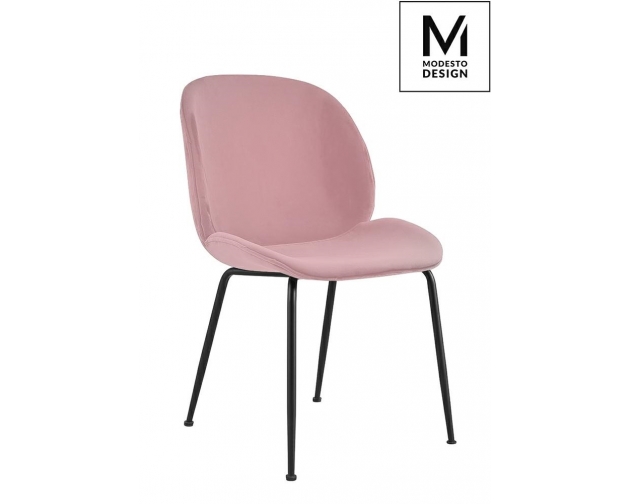 MODESTO krzesło SCOOP pudrowy róż - welur, metal