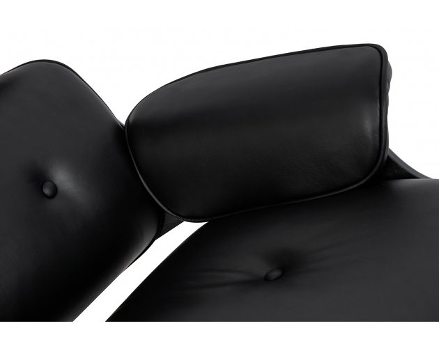 Fotel LOUNGE HM PREMIUM SZEROKI z podnóżkiem czarny - czarny jesion, skóra naturalna