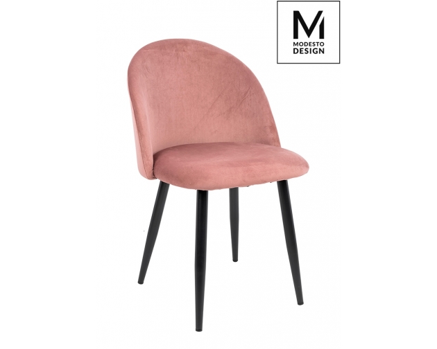 MODESTO krzesło NICOLE pudrowy róż - welur, metal