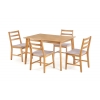 Stół + 4 krzesła CORDOBA zestaw, jasny dąb, tapicerka mokate