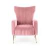 VARIO fotel różowy velvet, nogi złote - chrom