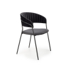 K426 krzesło welurowe czarne, nogi czarny metal