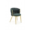 K517 krzesło ciemnozielone plecione, złote nogi
