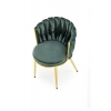 K517 krzesło ciemnozielone plecione, złote nogi