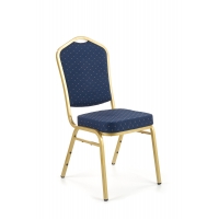 K66 krzesło niebieskie, stelaż złoty