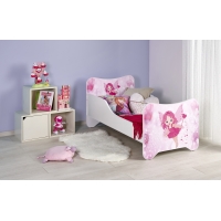 HAPPY FAIRY łóżko biało - różowe z materacem