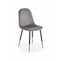 K379 krzesło szary velvet, złoty chrom