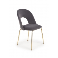 K385 krzesło welurowe szare - złoty chrom