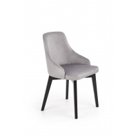 TOLEDO 3 krzesło czarne, velvet pikowany Karo 4 - MONOLITH 85 jasnoszary