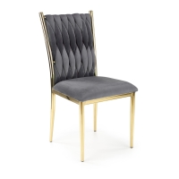 K436 krzesło welurowe szare - złoty stelaż