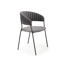 K426 krzesło welurowe szare, nogi czarne metalowe