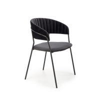 K426 krzesło welurowe czarne, nogi czarny metal
