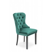 MIYA krzesło welurowe zielone - nogi czarne, ozdobne kryształki